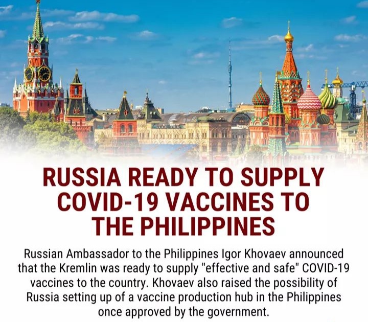 RUSSIA Ready to supply COVID-19 vaccine to the PHILIPPINES ...